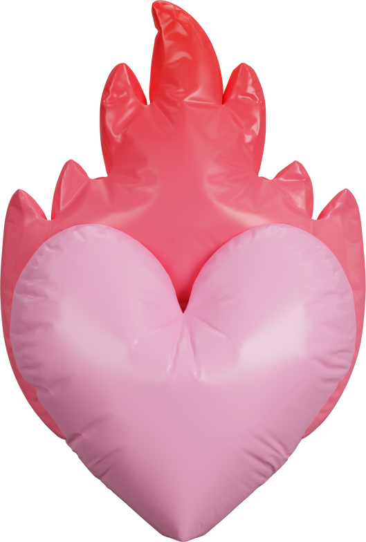Pink Heart on Fire 3D