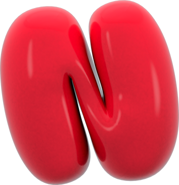 Alphabet N bubble letter 3D