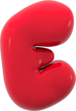 Alphabet E bubble letter 3D