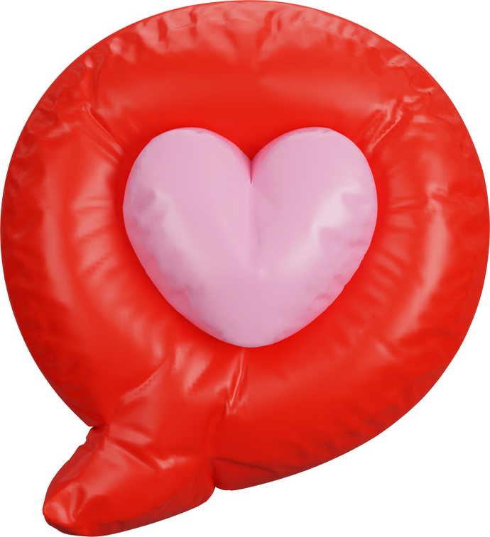 Red Chat Love Heart 3D